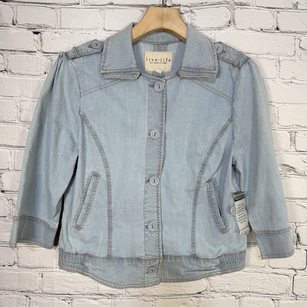 Sanctuary Live Life Womens Kathy Jacket Size M Denim‎ Military SA1011-BBLE 2010